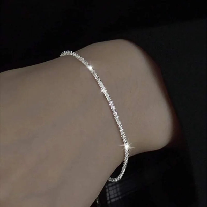 Chaîne de cheville scintillante de luxe - Ensemble chaîne de pied / collier / bracelet étoilé en zircon cubique pour femme - Cadeau minimaliste pour l'été et la plage