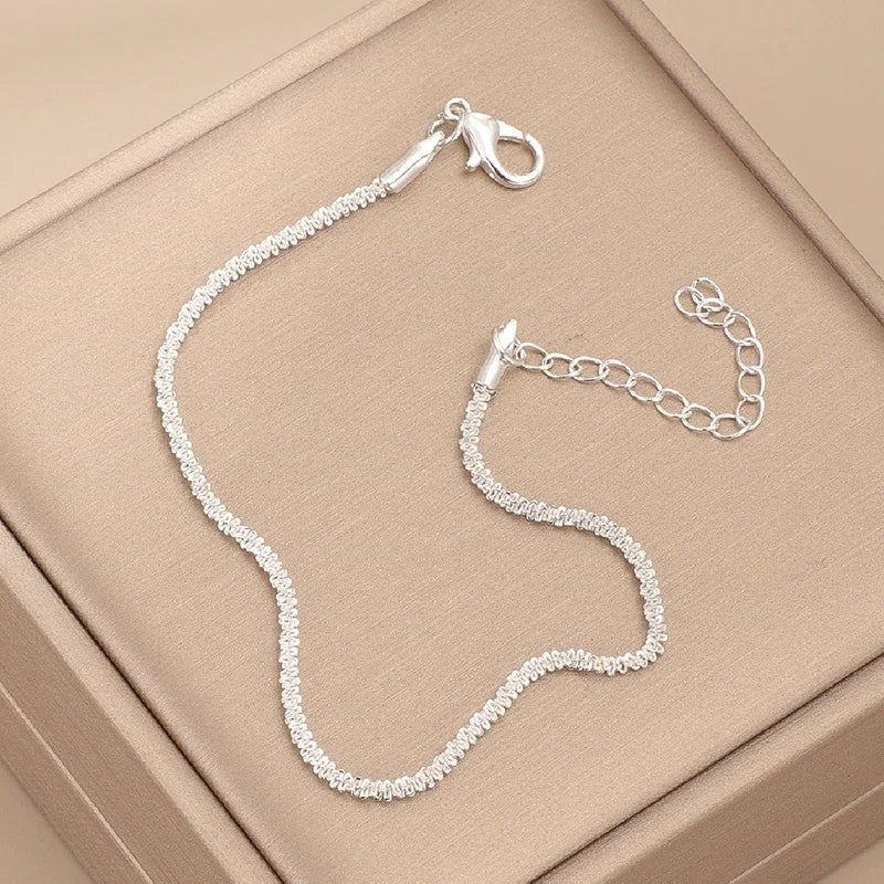 Chaîne de cheville scintillante de luxe - Ensemble chaîne de pied / collier / bracelet étoilé en zircon cubique pour femme - Cadeau minimaliste pour l'été et la plage