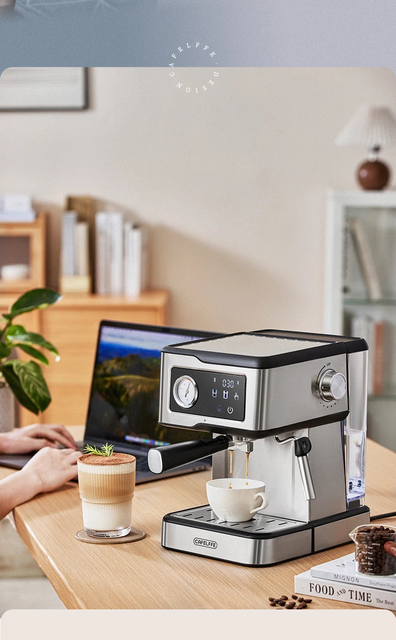 Cafelffe-Machine à expresso semi-automatique, machine à cappuccino, mousseur à lait, baguette à vapeur, cafetière, cadeau, 20 bars