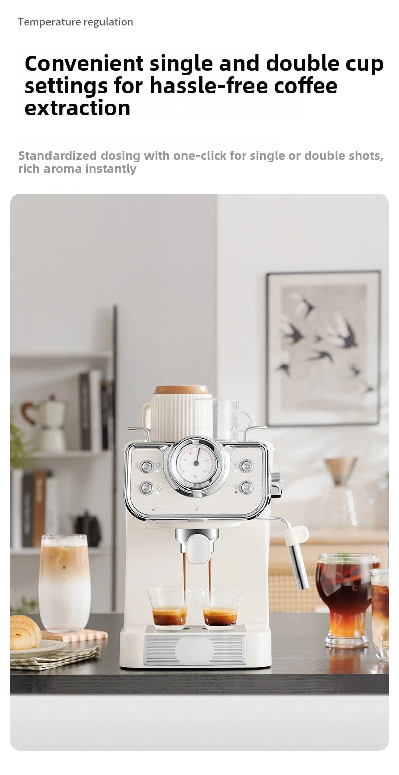 Machine à café semi-automatique italienne, petite Machine domestique 20 bars, Extraction haute pression, vapeur manuelle, mousse de lait, chauffage rapide