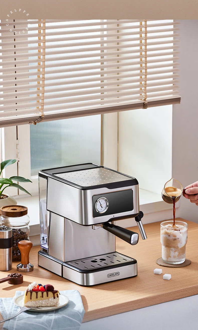 Cafelffe-Machine à expresso semi-automatique, machine à cappuccino, mousseur à lait, baguette à vapeur, cafetière, cadeau, 20 bars