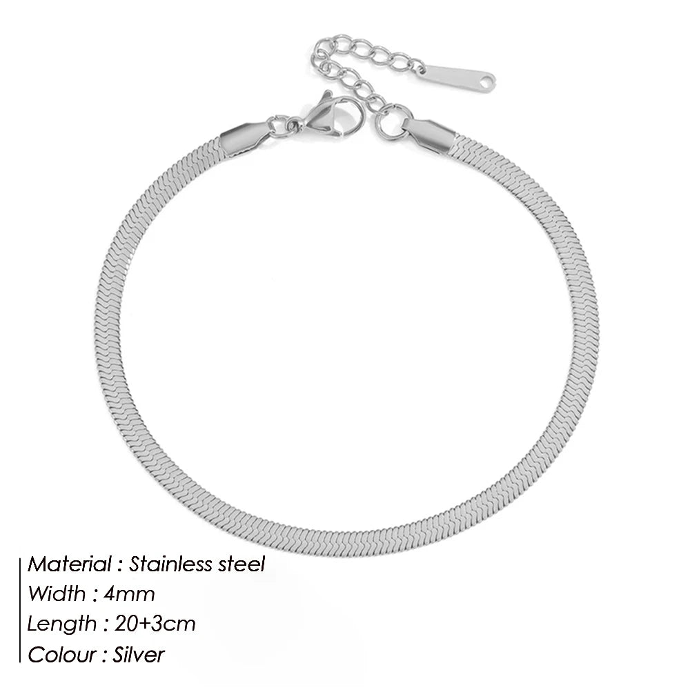 EManco 4MM serpent chaîne cheville femmes/filles plage chaîne en acier inoxydable cheville cadeau Non allergène goutte/vente en gros