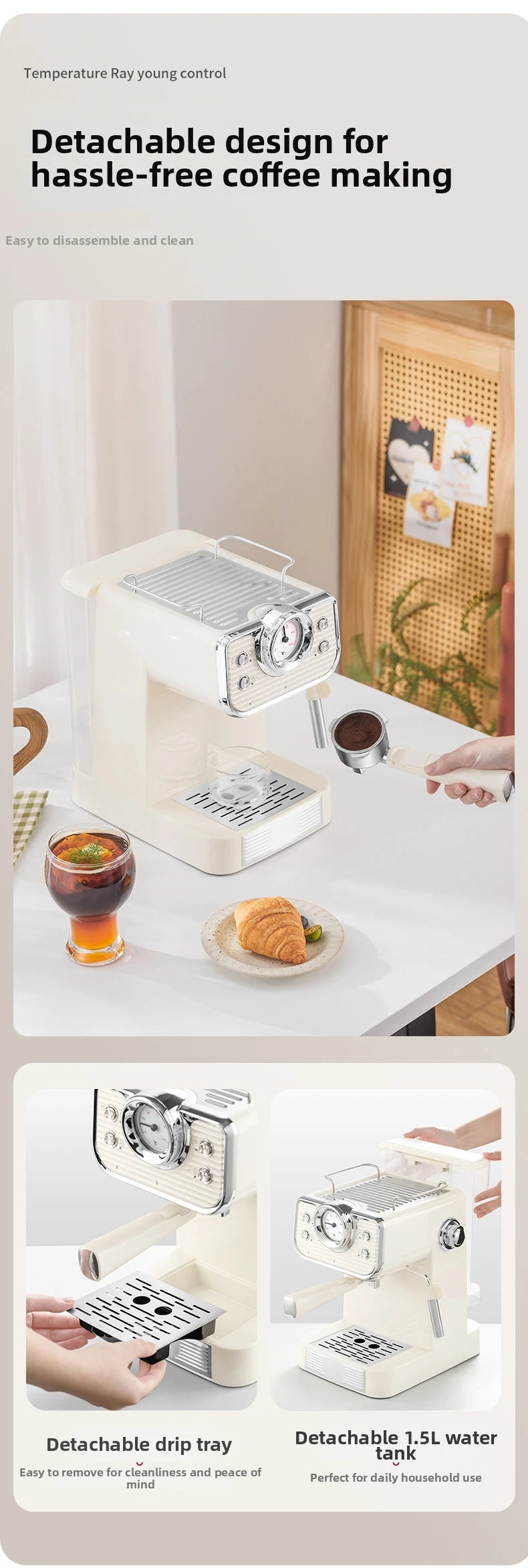 Machine à café semi-automatique italienne, petite Machine domestique 20 bars, Extraction haute pression, vapeur manuelle, mousse de lait, chauffage rapide