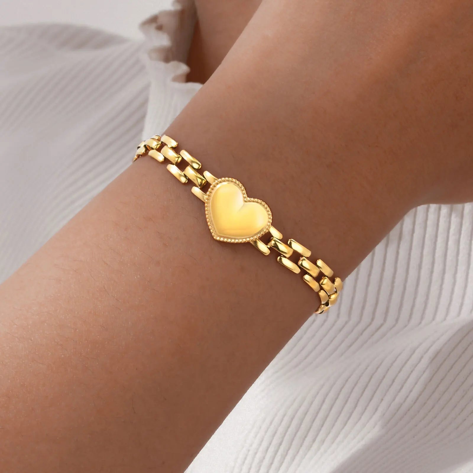 Bracelets en acier inoxydable pour couple, coeur d'amour, bracelets réglables, bijoux cubains, cadeau de la Saint-Valentin, petite amie, hommes et femmes