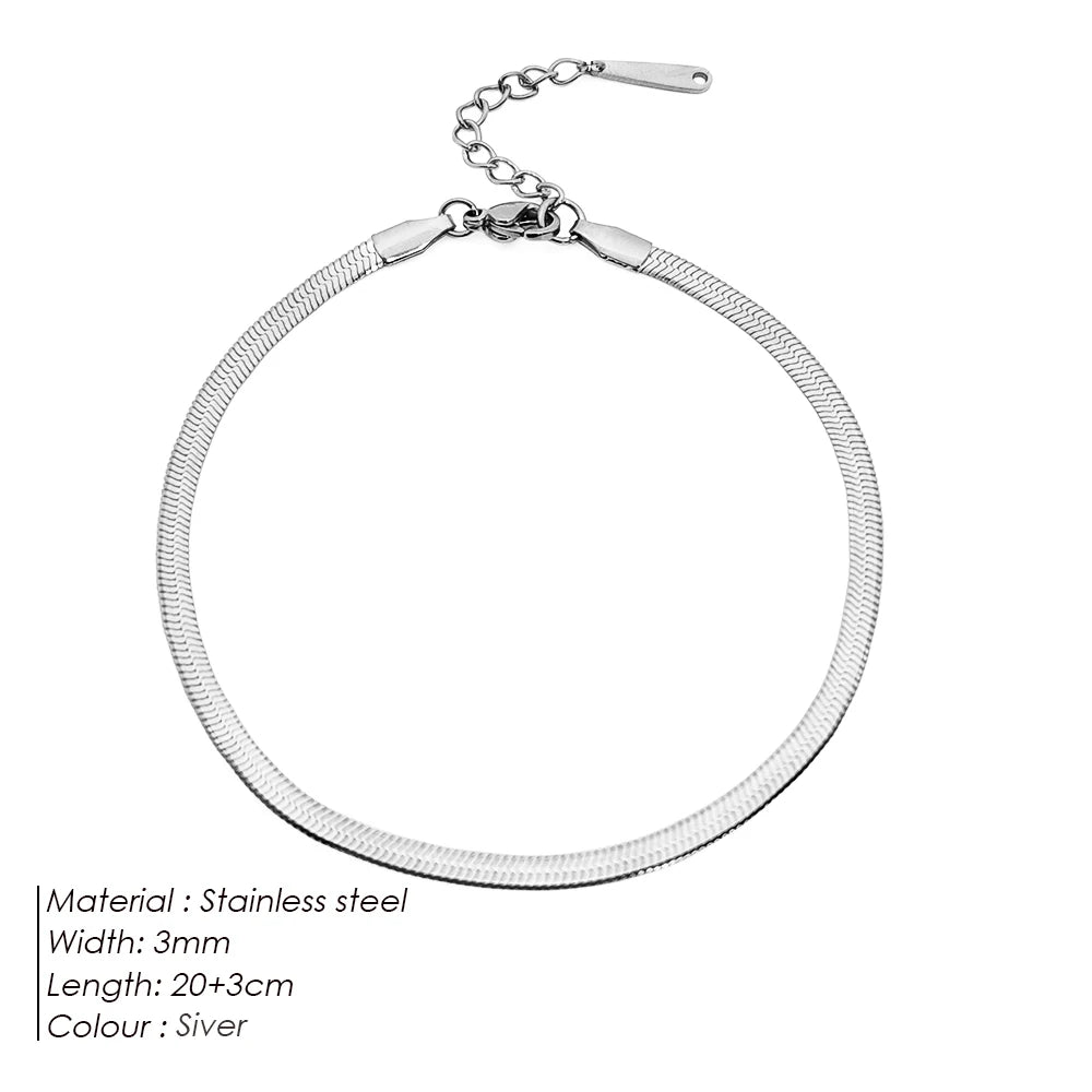 EManco 4MM serpent chaîne cheville femmes/filles plage chaîne en acier inoxydable cheville cadeau Non allergène goutte/vente en gros