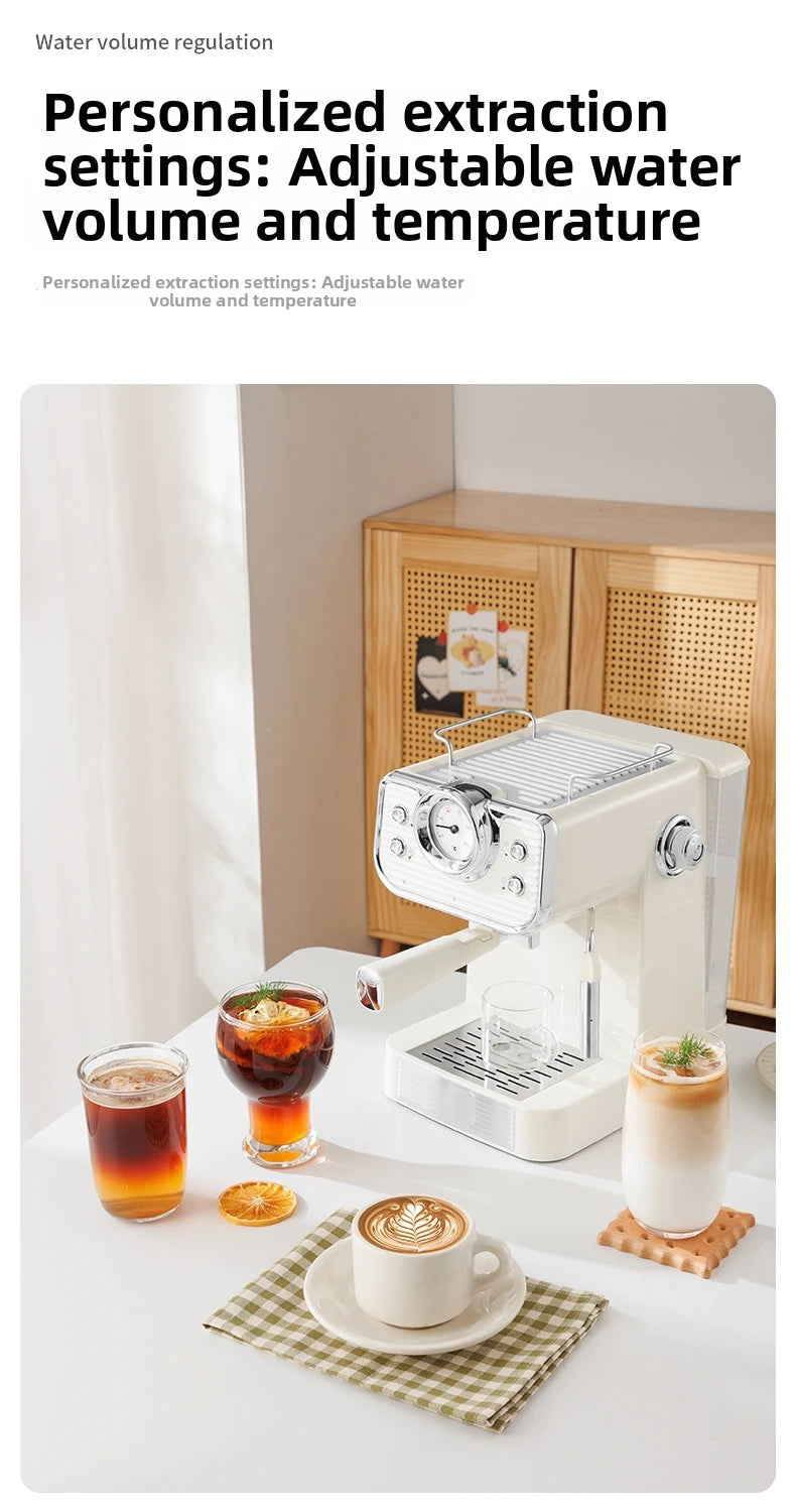 Machine à café semi-automatique italienne, petite Machine domestique 20 bars, Extraction haute pression, vapeur manuelle, mousse de lait, chauffage rapide
