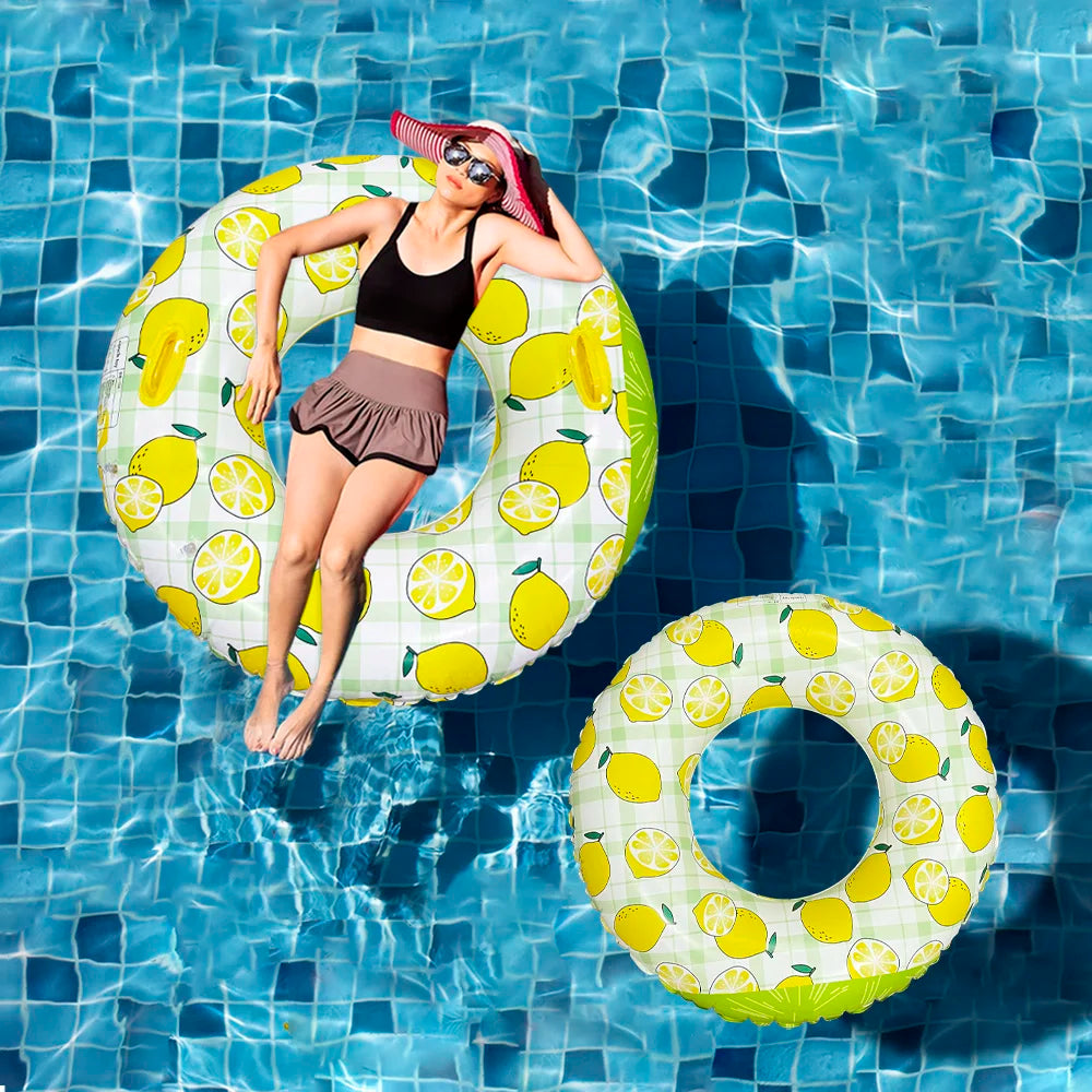 Cerceau de natation imprimé citron, 1 pièce, cerceau sous les bras, cerceau flottant gonflable en Pvc épais, adapté à la piscine et à la plage
