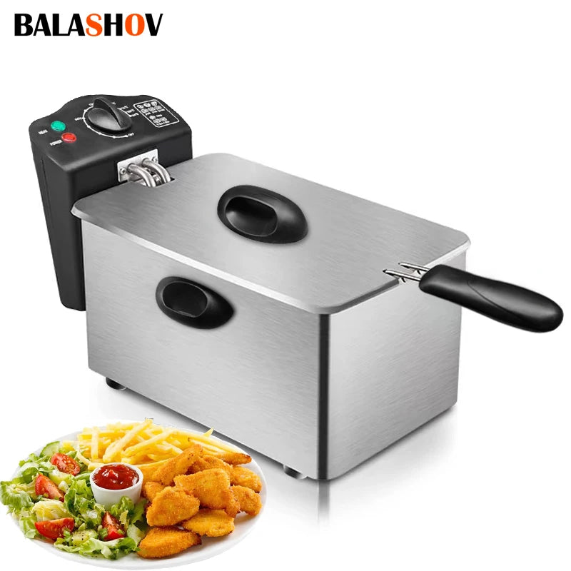 Friteuses électriques 2000W, four à huile, Thermostat réglable, gril de poulet frit, frites françaises 4L, Machine à frire, cuiseur chauffant