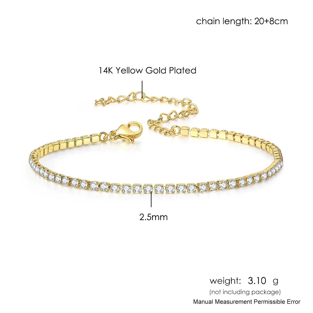 Bracelets de cheville en Zircon glacé pour femmes, éblouissants, 4mm, CZ, chaîne de Tennis, couleur argent, tendance, bijoux pour 2021 pieds, OHA001