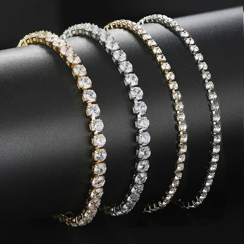 Bracelets de cheville en Zircon glacé pour femmes, éblouissants, 4mm, CZ, chaîne de Tennis, couleur argent, tendance, bijoux pour 2021 pieds, OHA001