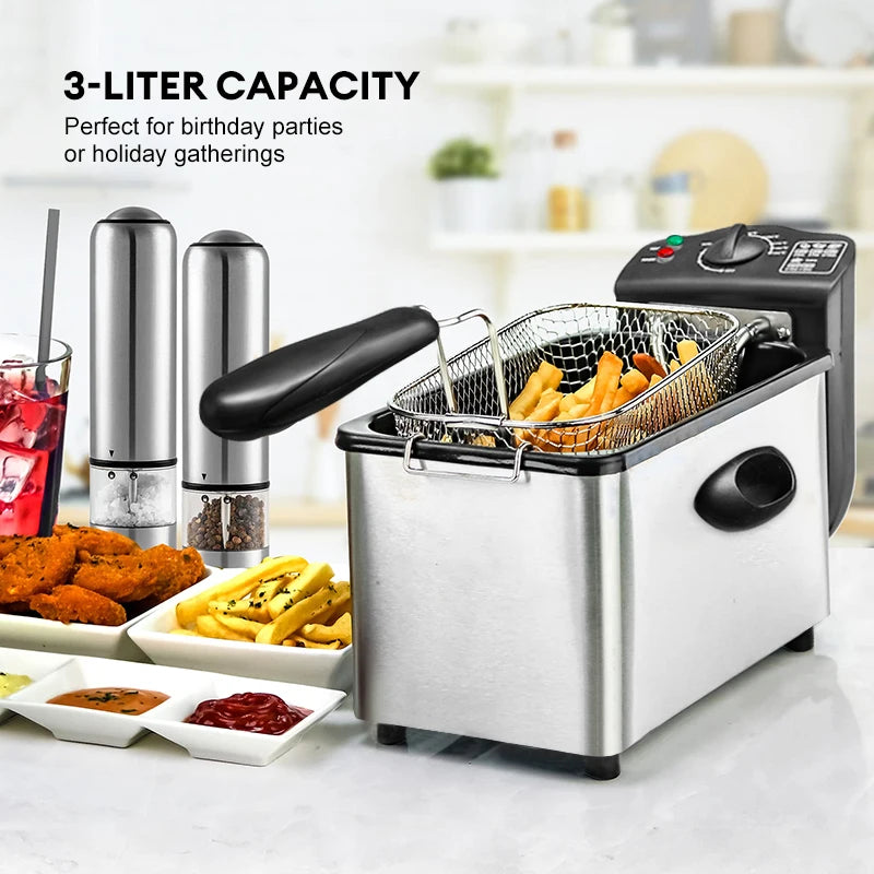 Friteuses électriques 2000W, four à huile, Thermostat réglable, gril de poulet frit, frites françaises 4L, Machine à frire, cuiseur chauffant