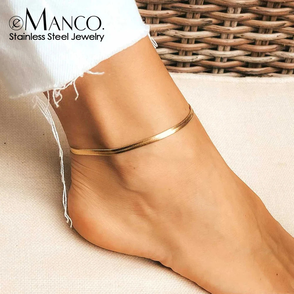 EManco 4MM serpent chaîne cheville femmes/filles plage chaîne en acier inoxydable cheville cadeau Non allergène goutte/vente en gros