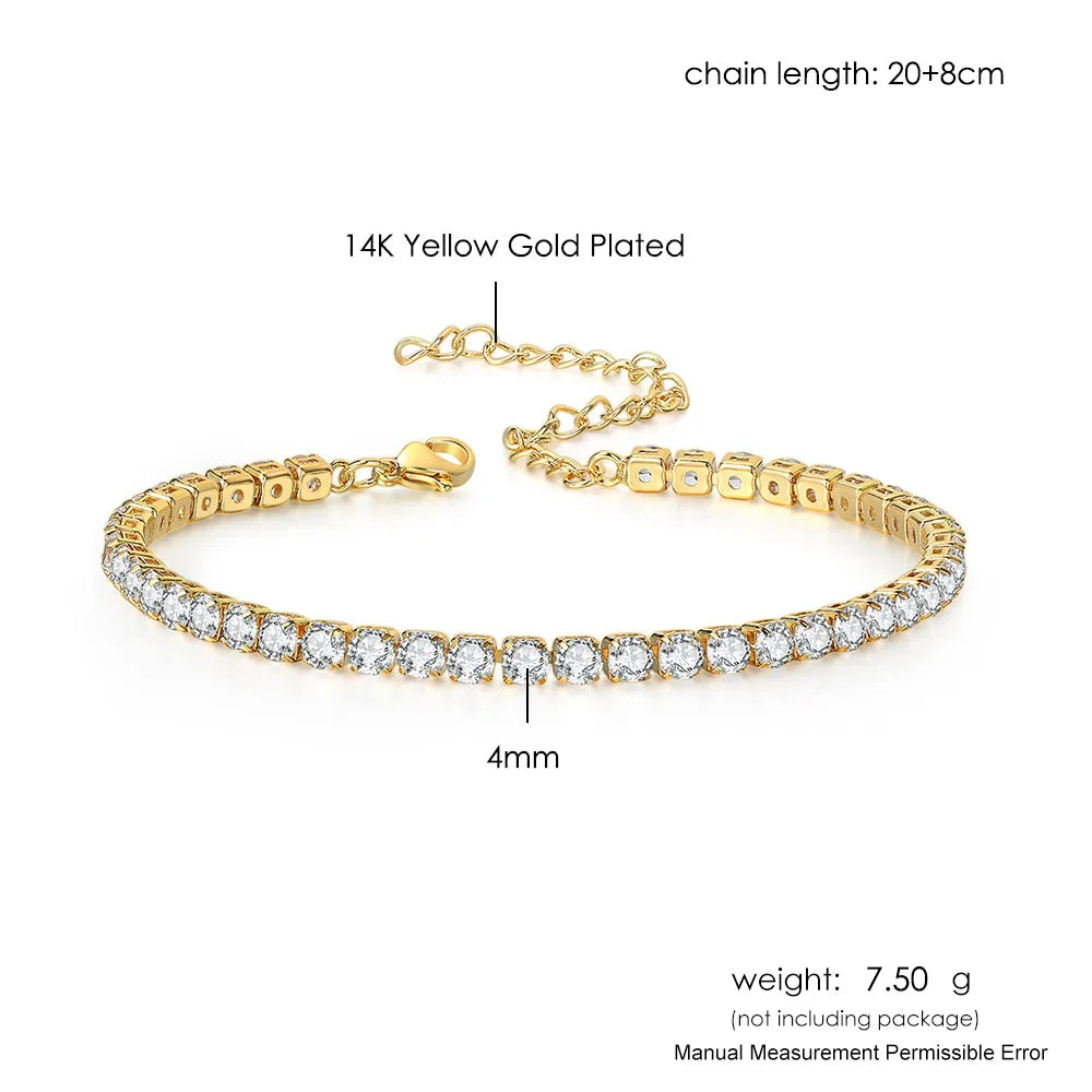 Bracelets de cheville en Zircon glacé pour femmes, éblouissants, 4mm, CZ, chaîne de Tennis, couleur argent, tendance, bijoux pour 2021 pieds, OHA001