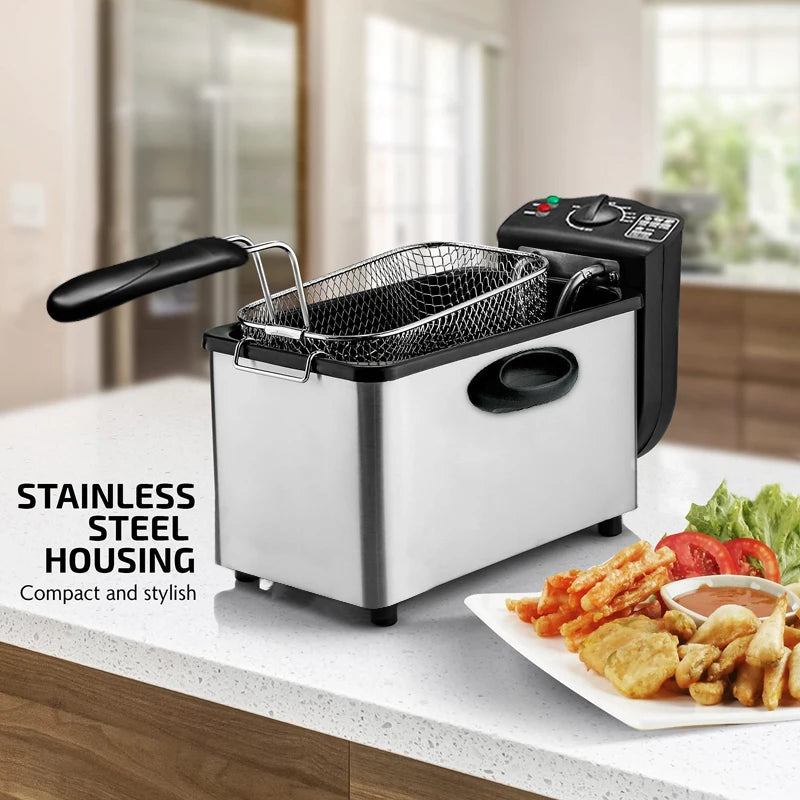 Friteuses électriques 2000W, four à huile, Thermostat réglable, gril de poulet frit, frites françaises 4L, Machine à frire, cuiseur chauffant