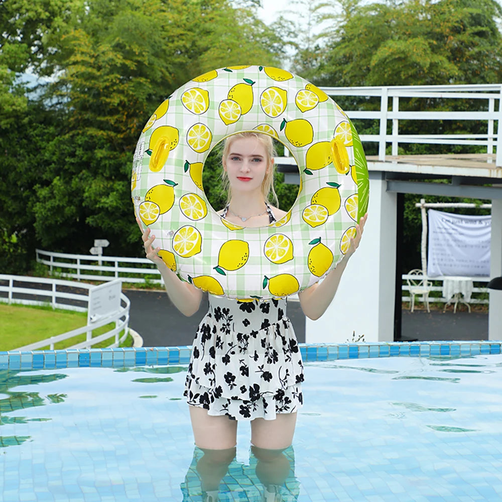 Cerceau de natation imprimé citron, 1 pièce, cerceau sous les bras, cerceau flottant gonflable en Pvc épais, adapté à la piscine et à la plage