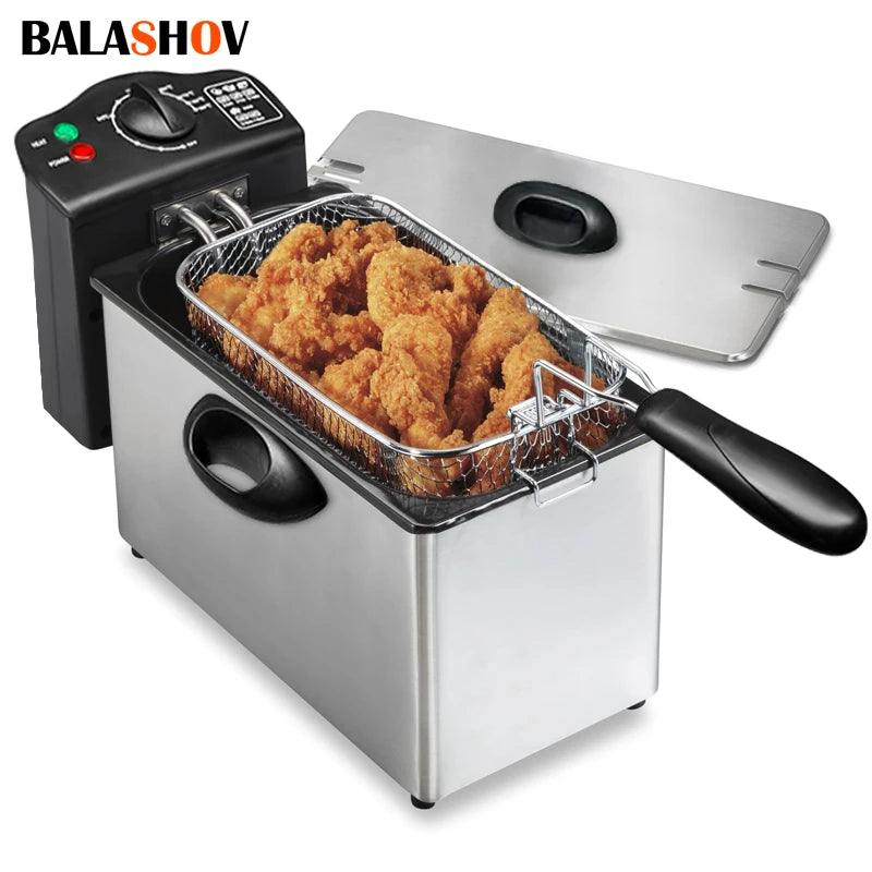 Friteuses électriques 2000W, four à huile, Thermostat réglable, gril de poulet frit, frites françaises 4L, Machine à frire, cuiseur chauffant