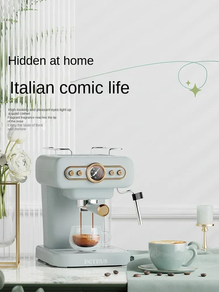 Machine à café italienne rétro 220V, petite machine à mousse de lait intégrée américaine concentrée semi-automatique pour la maison