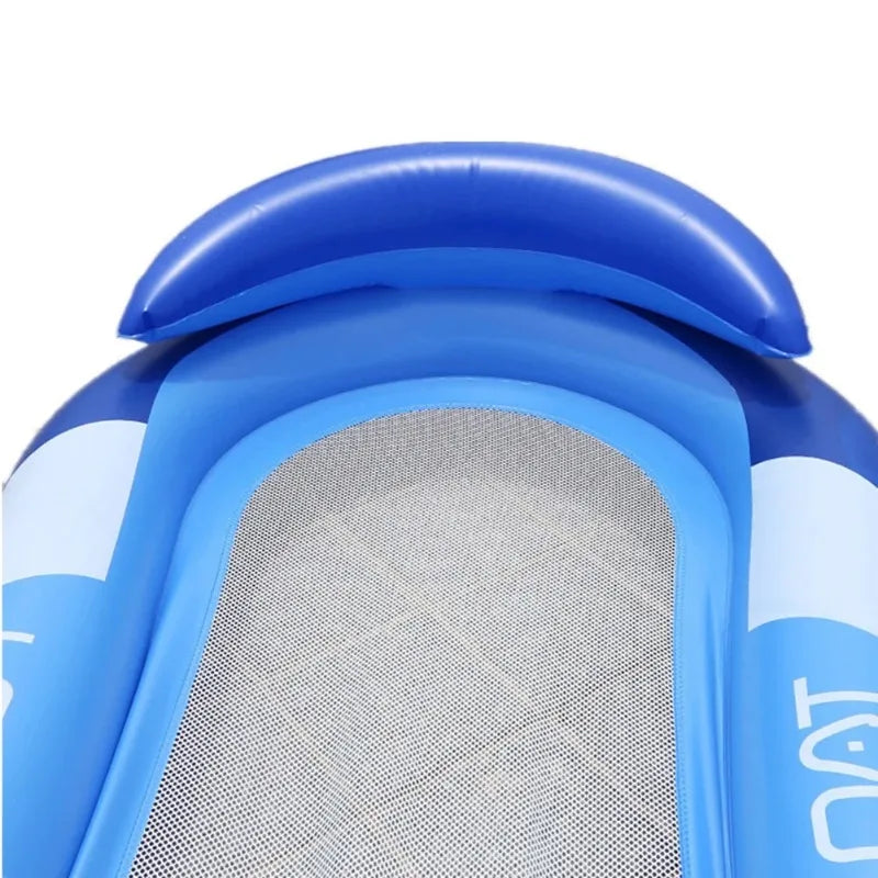 1 pièce Transat gonflable pliable pour l'eau avec dossier en filet, bleu, pour adulte, pour piscine extérieure, jouet aquatique pliable
