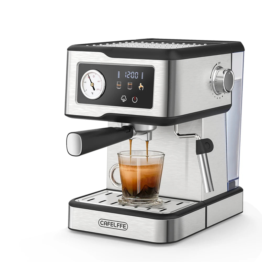 Cafelffe-Machine à expresso semi-automatique, machine à cappuccino, mousseur à lait, baguette à vapeur, cafetière, cadeau, 20 bars