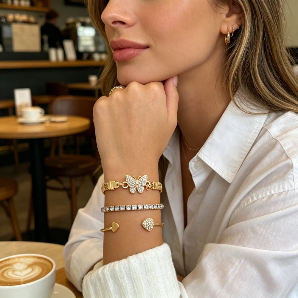 Bracelets en cristal et strass en forme de cœur, bracelet géométrique à l'infini, ajustable, bijoux tendance pour femmes, 1/3 pièces