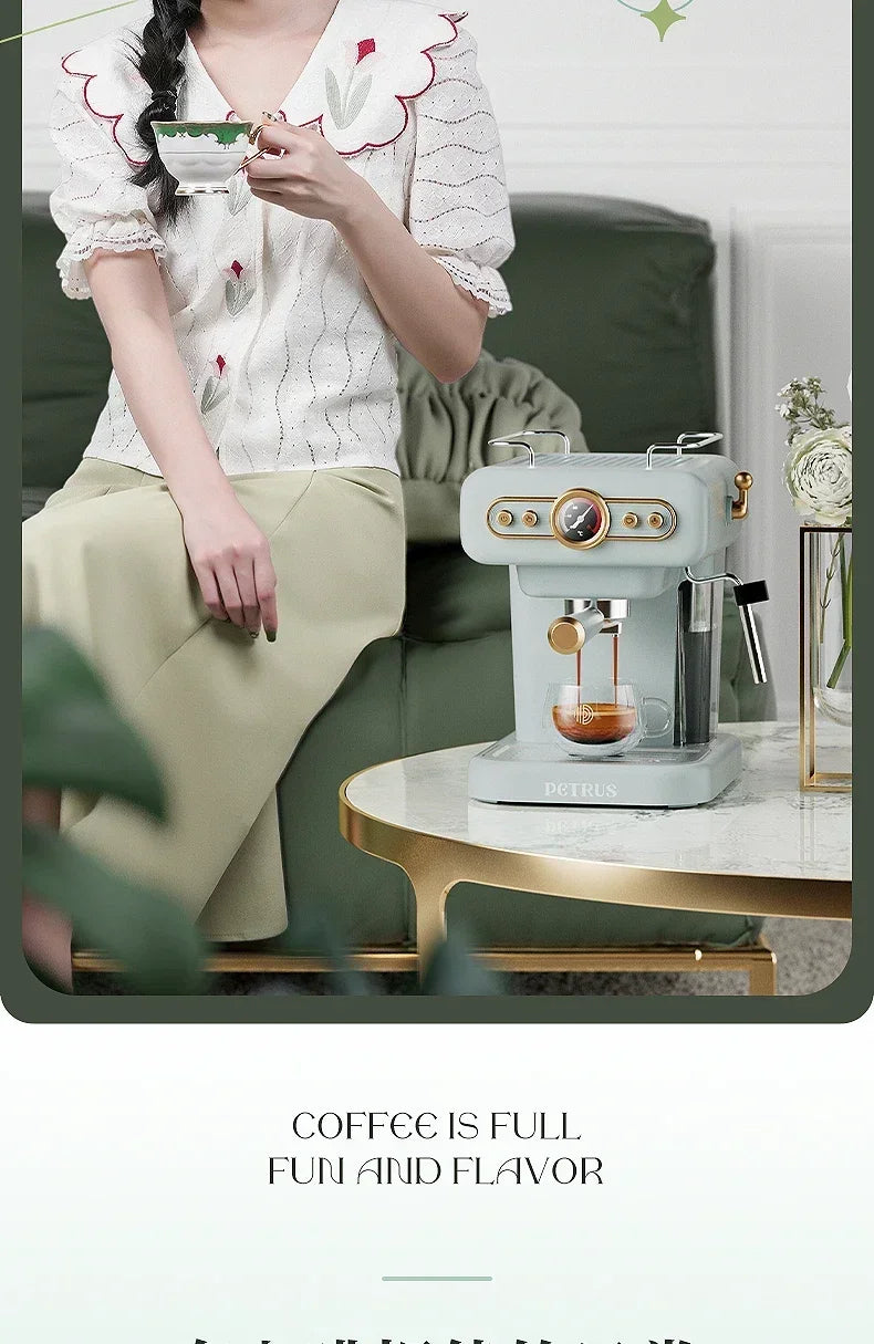 Machine à café italienne rétro 220V, petite machine à mousse de lait intégrée américaine concentrée semi-automatique pour la maison